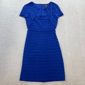Adrianna Papell Cobalt Blue Tiered Cap Sleeve Sheath Dress Size 4